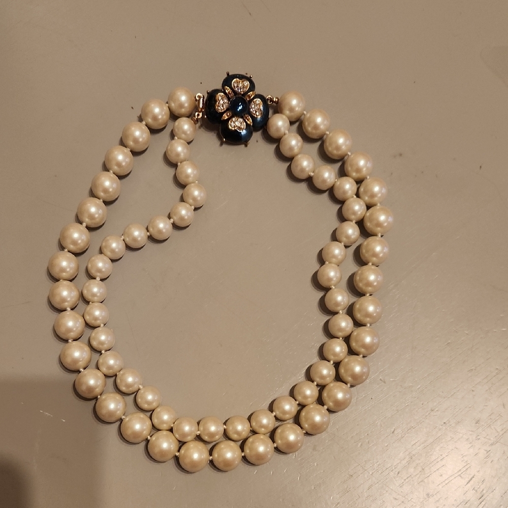Talbots Blue and White Double-Strand Necklace